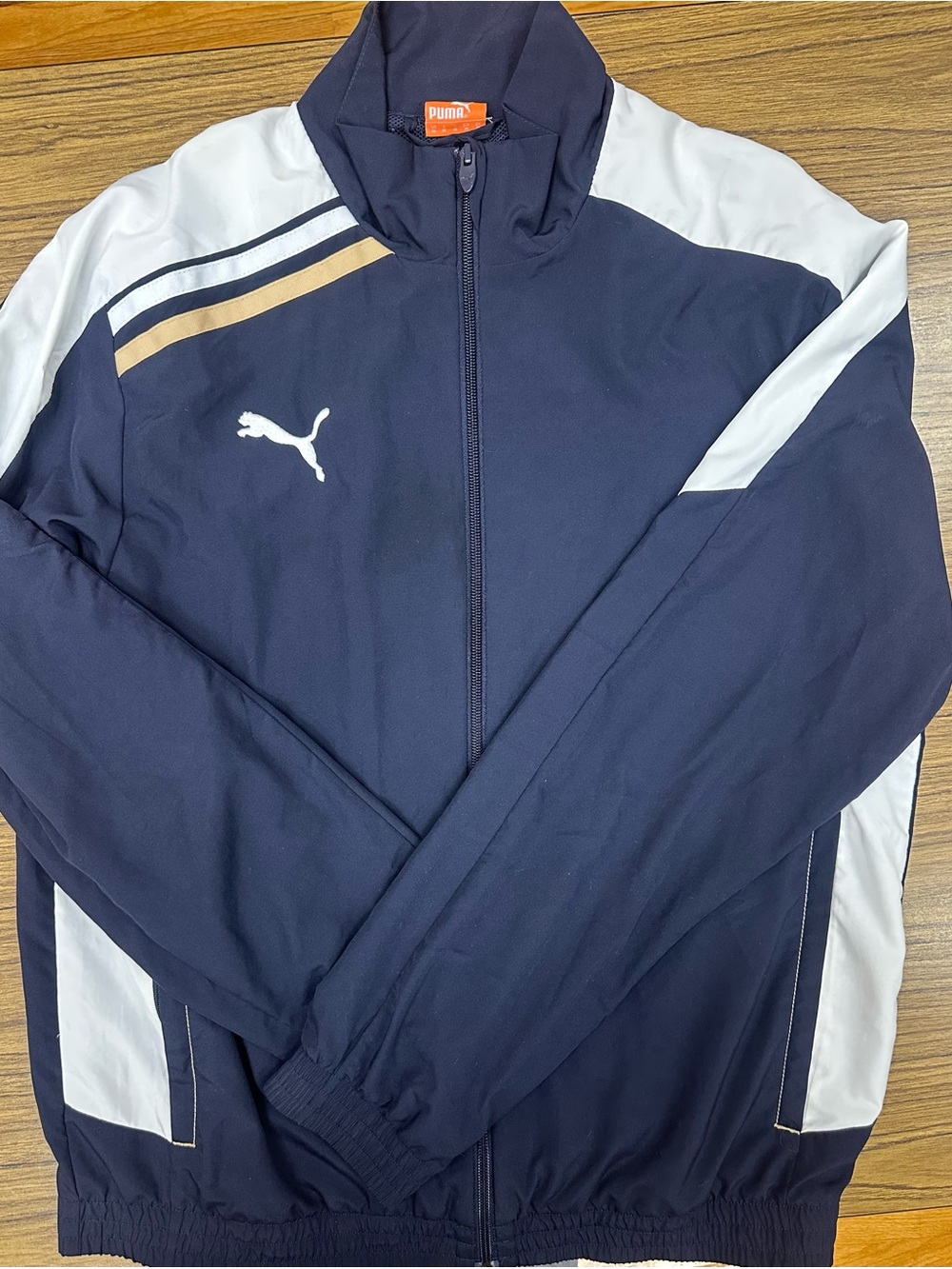 Puma Navy Track Jacket with White & Gold Stripes